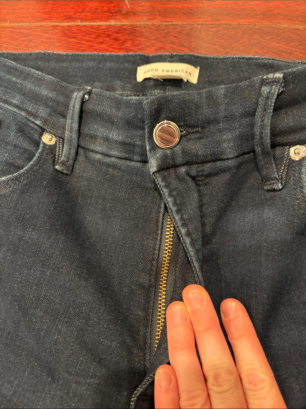 Good American Dark Navy Women’s Size 10 | 30 R Good Legs Straight Blue Jeans - Picture 3 of 9